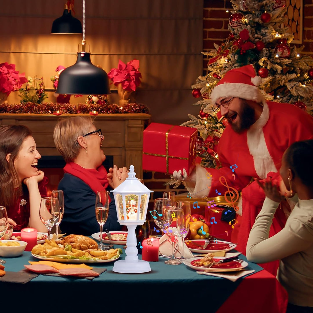Shinybox Weihnachtsdeko Laterne, Schneelaterne Weihnachtskerze mit Musik, Weihnachten LED Deko, USB