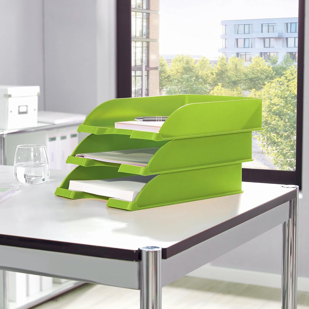 Leitz Briefkorb, A4, 5er Pack, Grün, WOW-Serie, 52263054 Grün 5 Stück, Grün 5 Stück