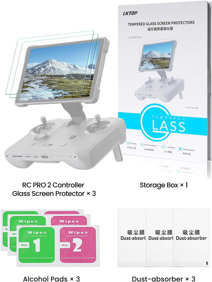 LKTOP 3er Pack RC Pro 2 Displayschutzfolie für DJI Mavic 4 Pro Controller-Zubehör HD Panzerglasfolie