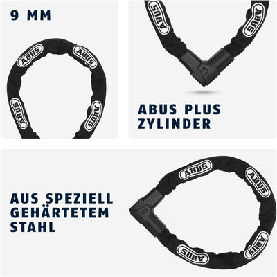 ABUS Kettenschloss CityChain 1010 – Fahrradschloss aus gehärtetem Stahl – ABUS-Sicherheitslevel 12 S