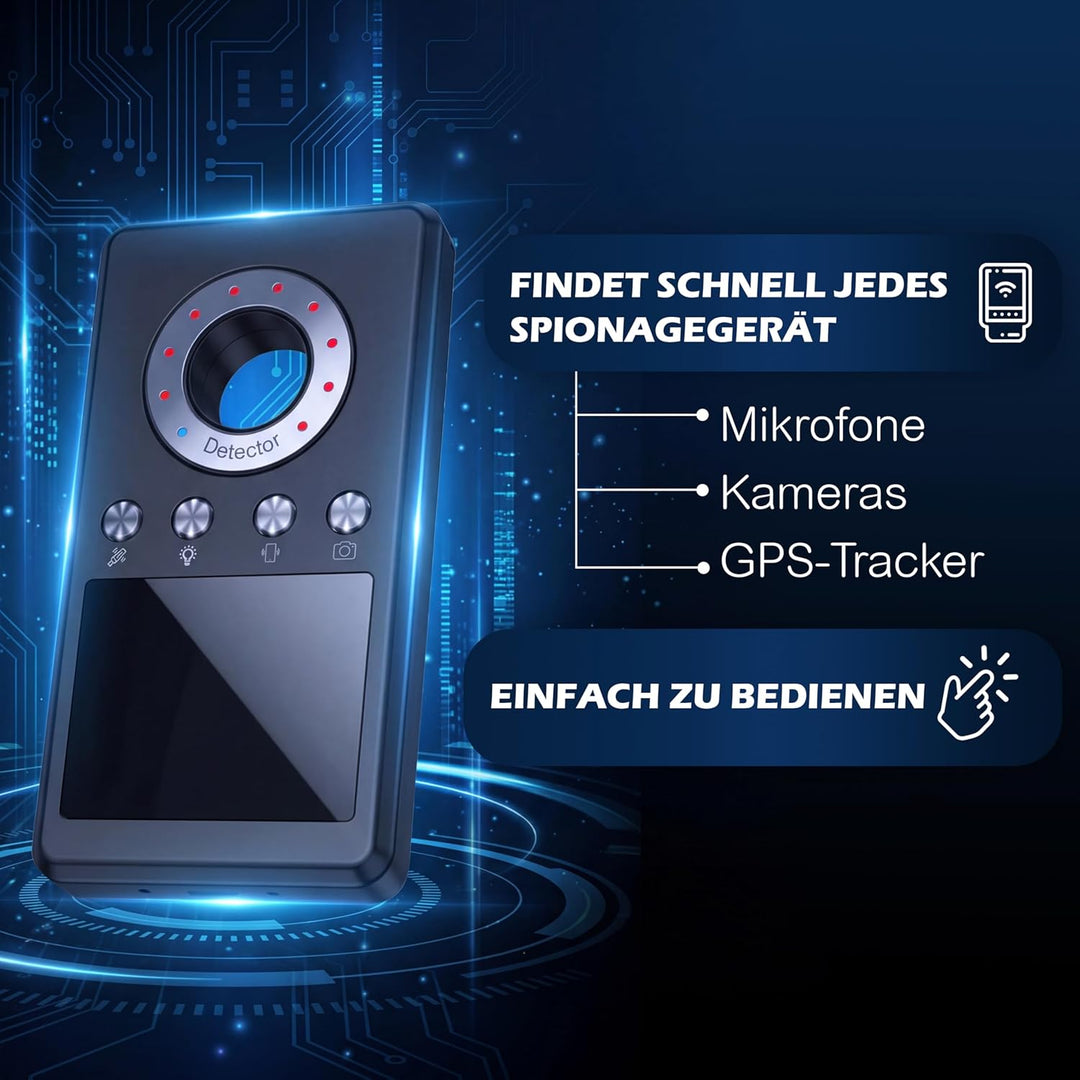 Wanzen Detektor Anti-Spy – RF Scanner für Versteckte Kamera, GPS Tracker & Abhörgeräte, Signal Detek