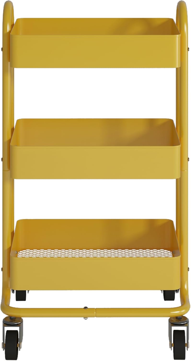 [en.casa] Servierwagen Pyhäntä Rollwagen mit 3 Ebenen Küchenwagen aus Metall Beistellwagen mit 2 Bre
