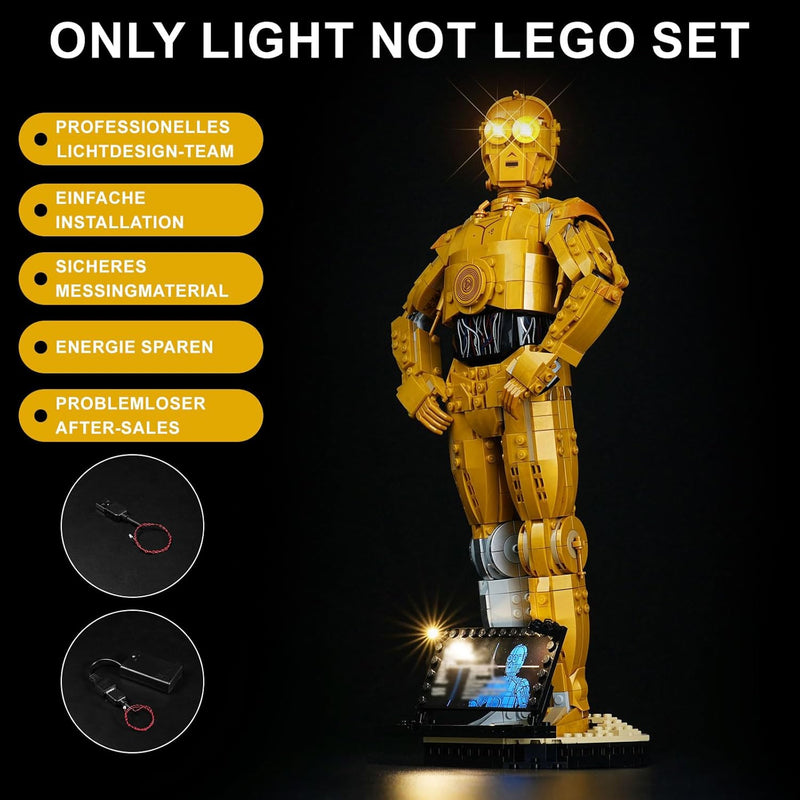 cooldac LED-Licht Kit Kompatibel mit Lego Star Wars c-3po B, LED Beleuchtungsset Kompatibel mit Lego