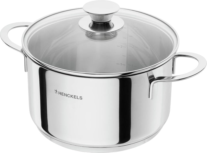 HENCKELS by ZWILLING Reflection Kochtopfset 5-teilig, Glasdeckel, Edelstahl, Alle Herdarten, Indukti