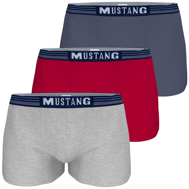 MUSTANG Men's Retro Shorts 3 Pack, Boxer Shorts, Pants, True Denim, S-XL S-XXL Red/Smokey Blue/Light