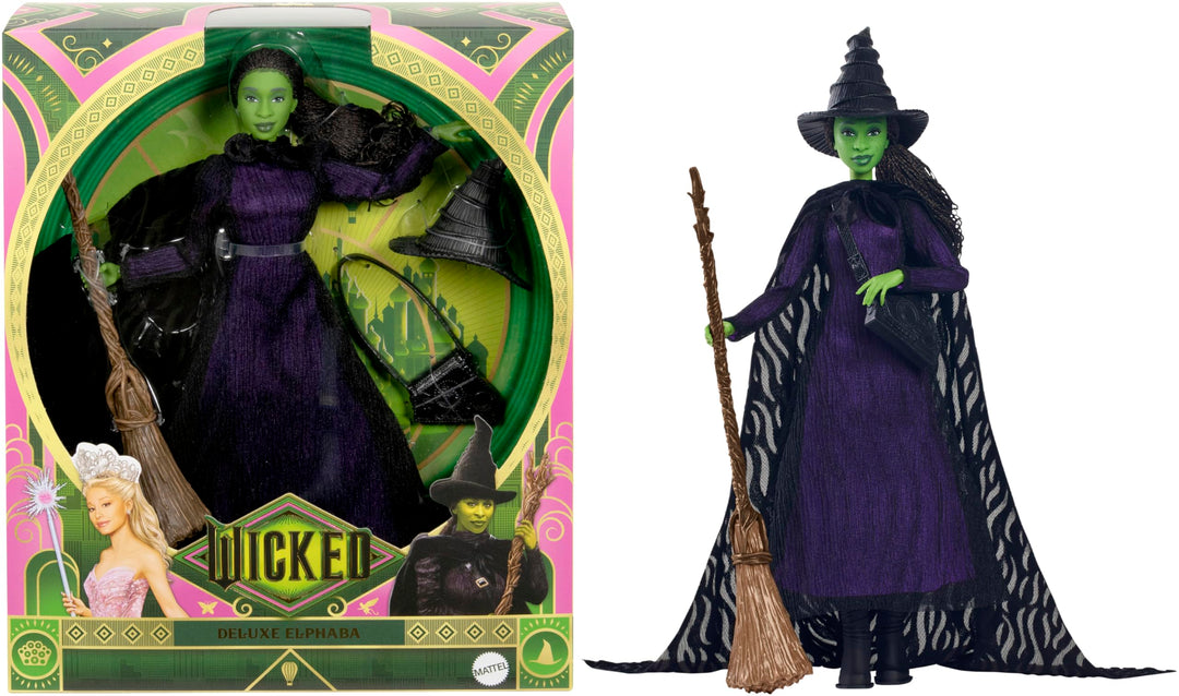 Mattel Wicked Elphaba Deluxe-Modepuppe und Accessoires, vom Film inspirierter Look mit geflochtenen
