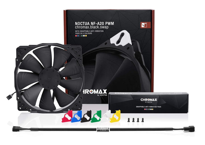 Noctua NF-A20 PWM chromax.black.swap, Leiser Premium-Lüfter, 4-Pin (200x30mm, Schwarz)