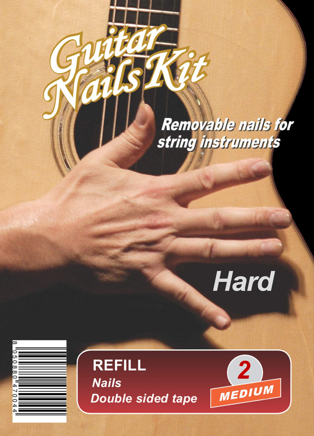 Guitar Nails REFILL Hard (2) Medium | Nägel für Gitarre | abnehmbar | mit doppelseitigem Klebeband
