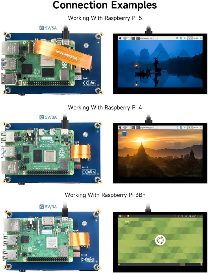 Waveshare 5inch Capacitive 5-Points Touch Display Compatible with Raspberry Pi, Support 800×480 Reso