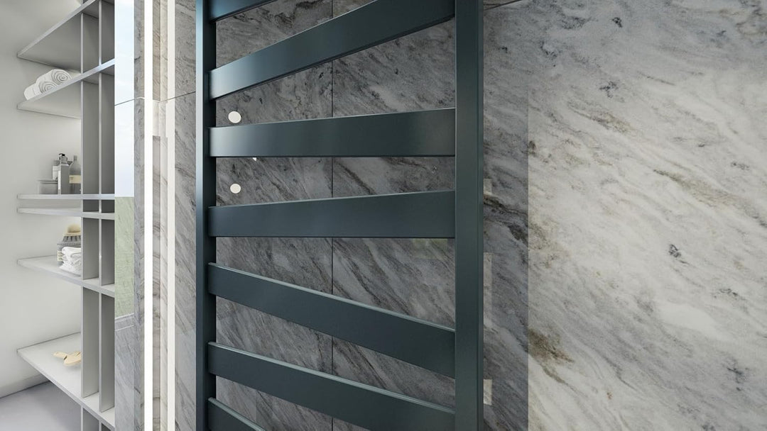 MCHeat Designheizkörper - 600 x 1278 mm - Badheizkörper Anthrazit - Handtuchwärmer mit Mittelanschlu