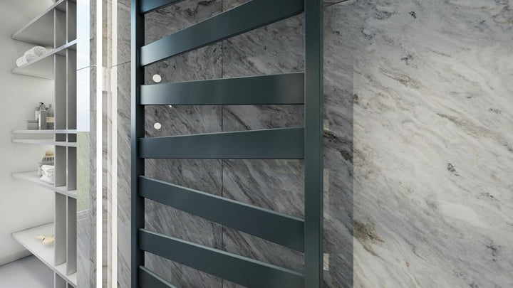 MCHeat Designheizkörper - 600 x 1278 mm - Badheizkörper Anthrazit - Handtuchwärmer mit Mittelanschlu