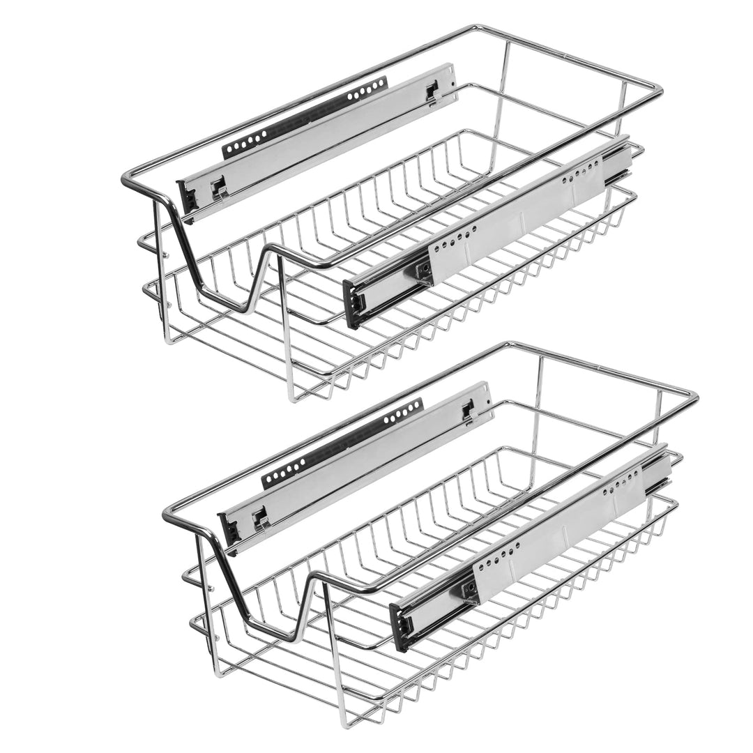 2x Küchenschublade 30cm Schrankbreite Teleskopschublade Korbauszug Schrankauszug Verchromt 25kg Bela