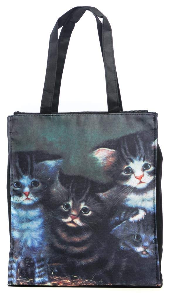 LUCKYWEATHER Shopper Einkaufstasche Twin Double Bag Damen Motiv J. C. Wilsion FOUR KITTENS I Shoppin