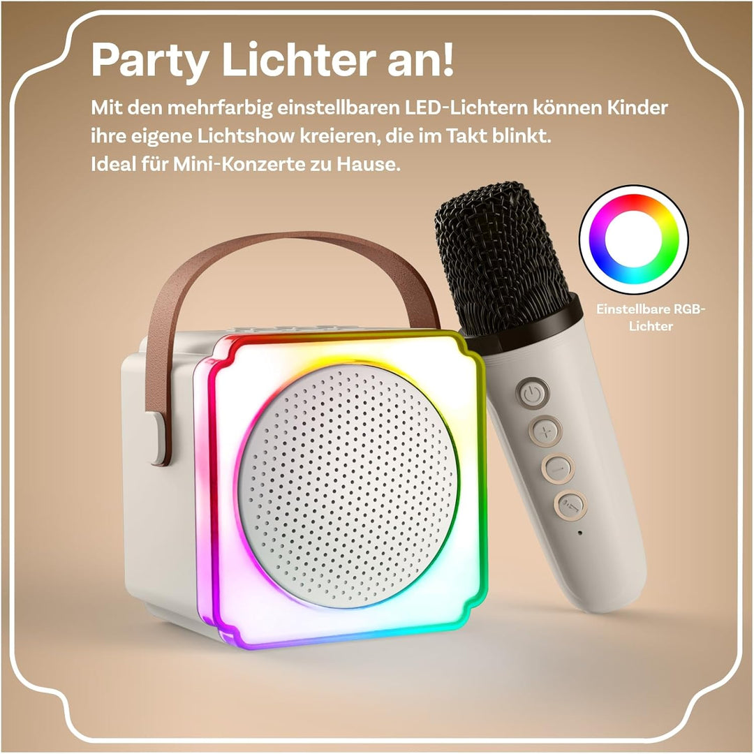 Karaoke Maschine Kinder mit 2 Mikrofon von MMOBIEL – Mini Karaoke Maschine, Tragbare Bluetooth Lauts