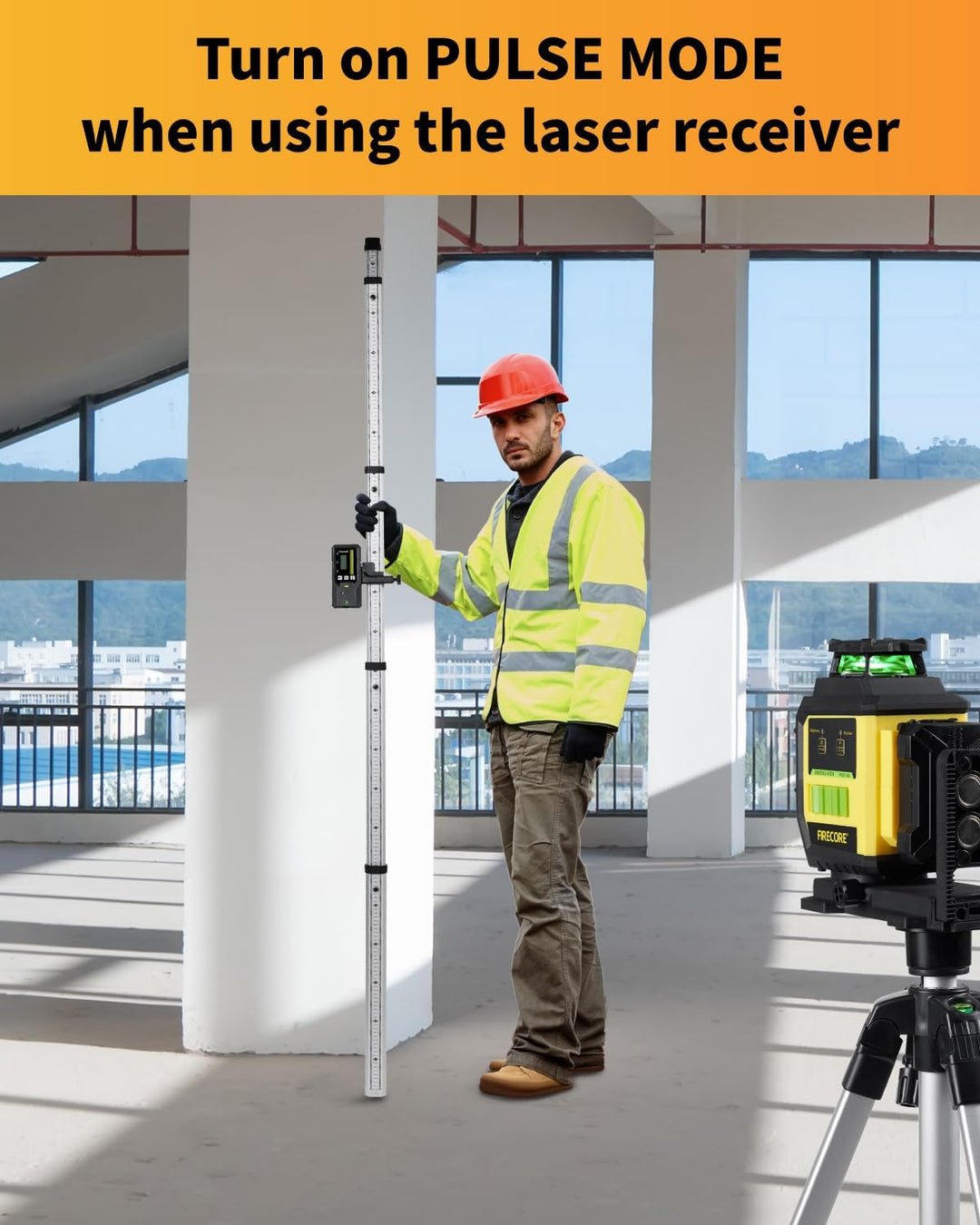 Kreuzlinienlaser Firrecore Laser Wasserwaage Komplettset mit Stativ, Empfanger, Nivellierlatte - 360