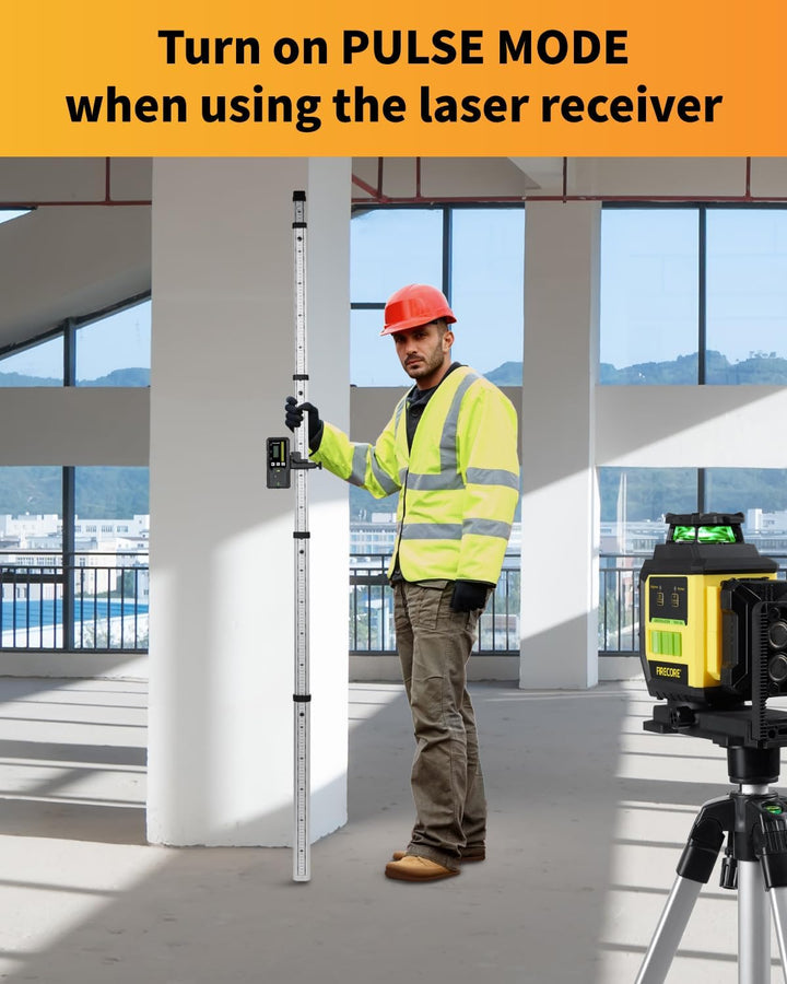 Kreuzlinienlaser Firrecore Laser Wasserwaage Komplettset mit Stativ, Empfanger, Nivellierlatte - 360