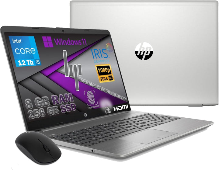 HP 250 G9, PC Laptop Laptop Notebook Notebook, Silber, i5-1235U, RAM 8 GB DDR4, SSD M2 256 GB, Displ
