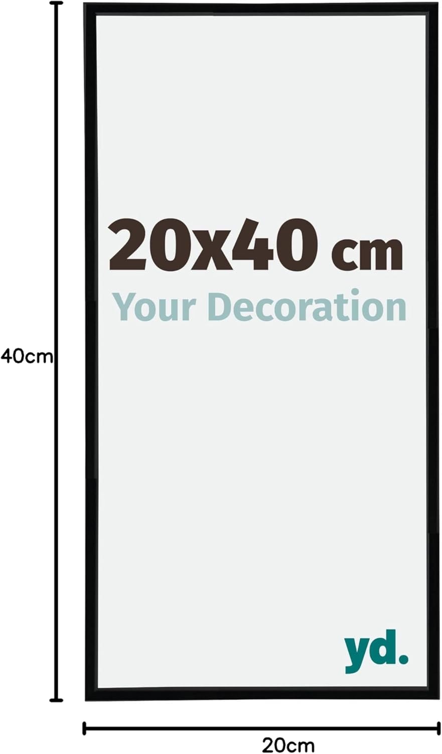 yd. Your Decoration - Bilderrahmen 20x40 cm - Schwarz Hochglanz - Bilderrahmen aus Kunststoff mit An