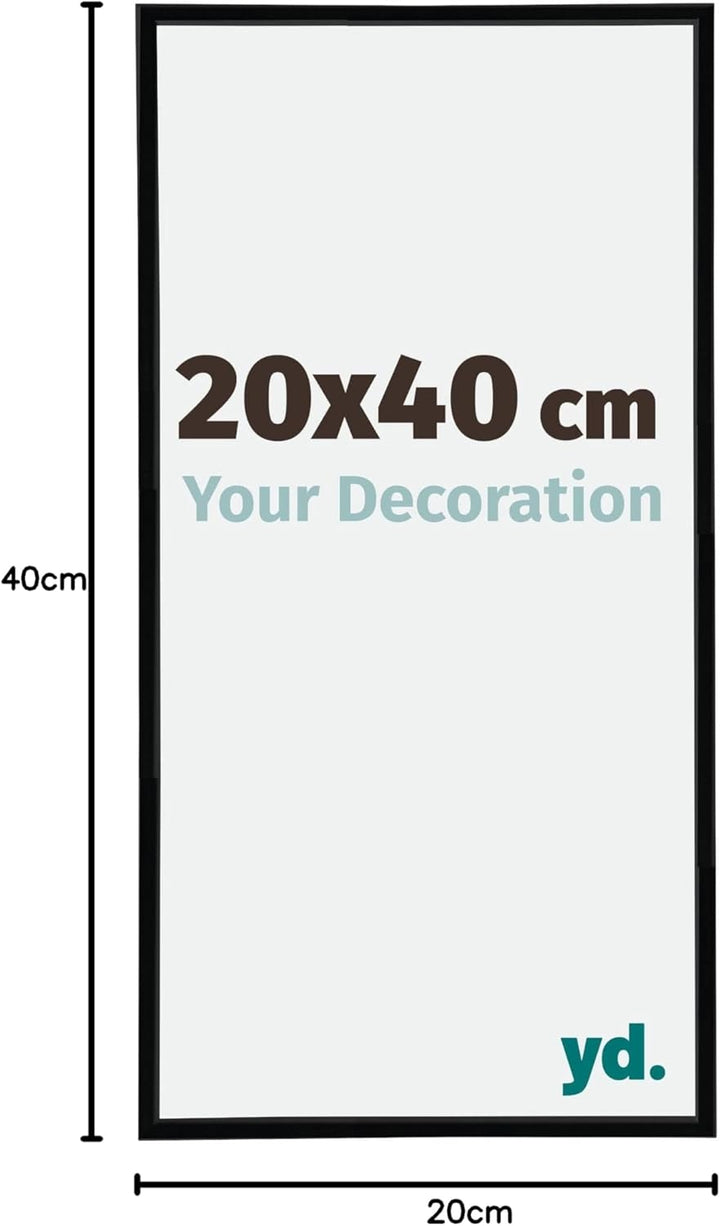 yd. Your Decoration - Bilderrahmen 20x40 cm - Schwarz Hochglanz - Bilderrahmen aus Kunststoff mit An