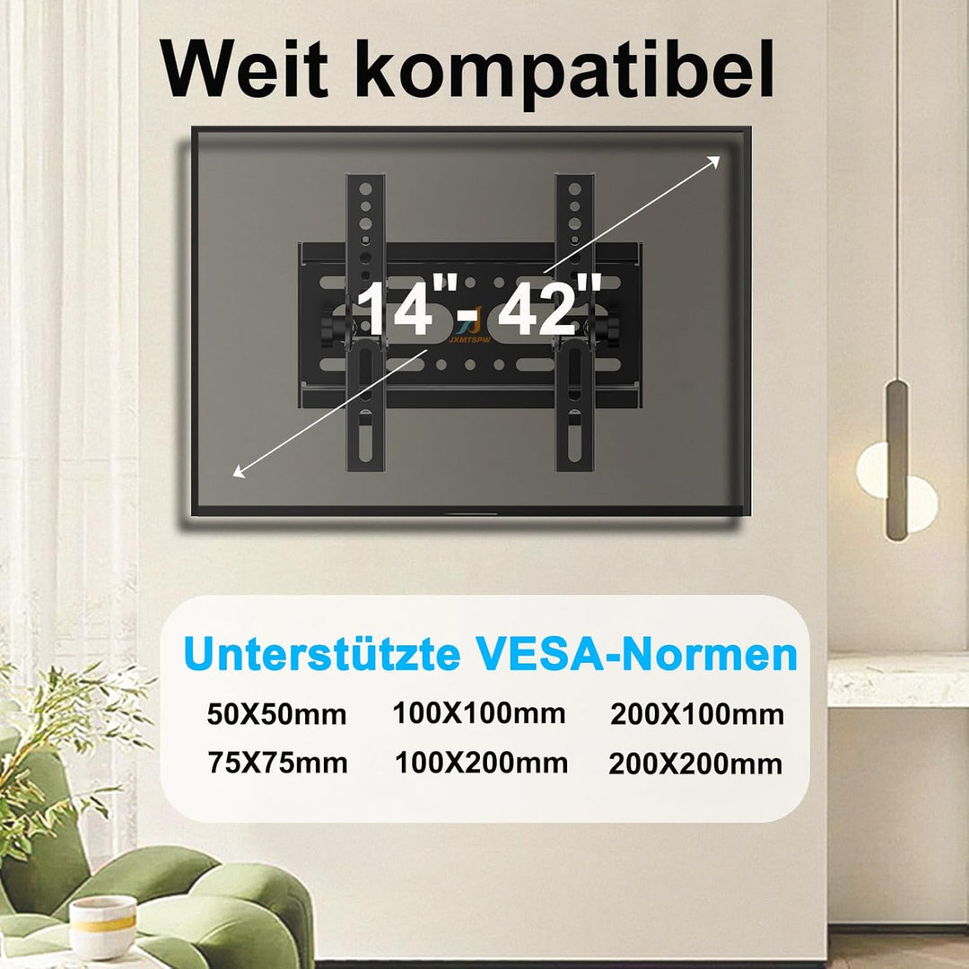 TV Wandhalterung Neigbar für 14-42 Zoll LED LCD OLED Plasma Flachbildfernseher, 32 38 40 Flach Curve