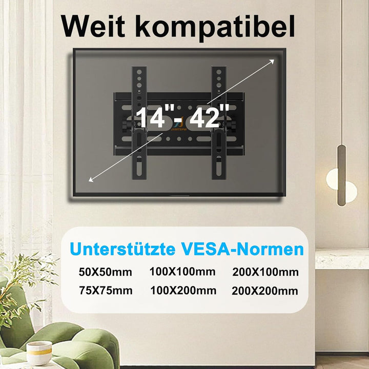 TV Wandhalterung Neigbar für 14-42 Zoll LED LCD OLED Plasma Flachbildfernseher, 32 38 40 Flach Curve