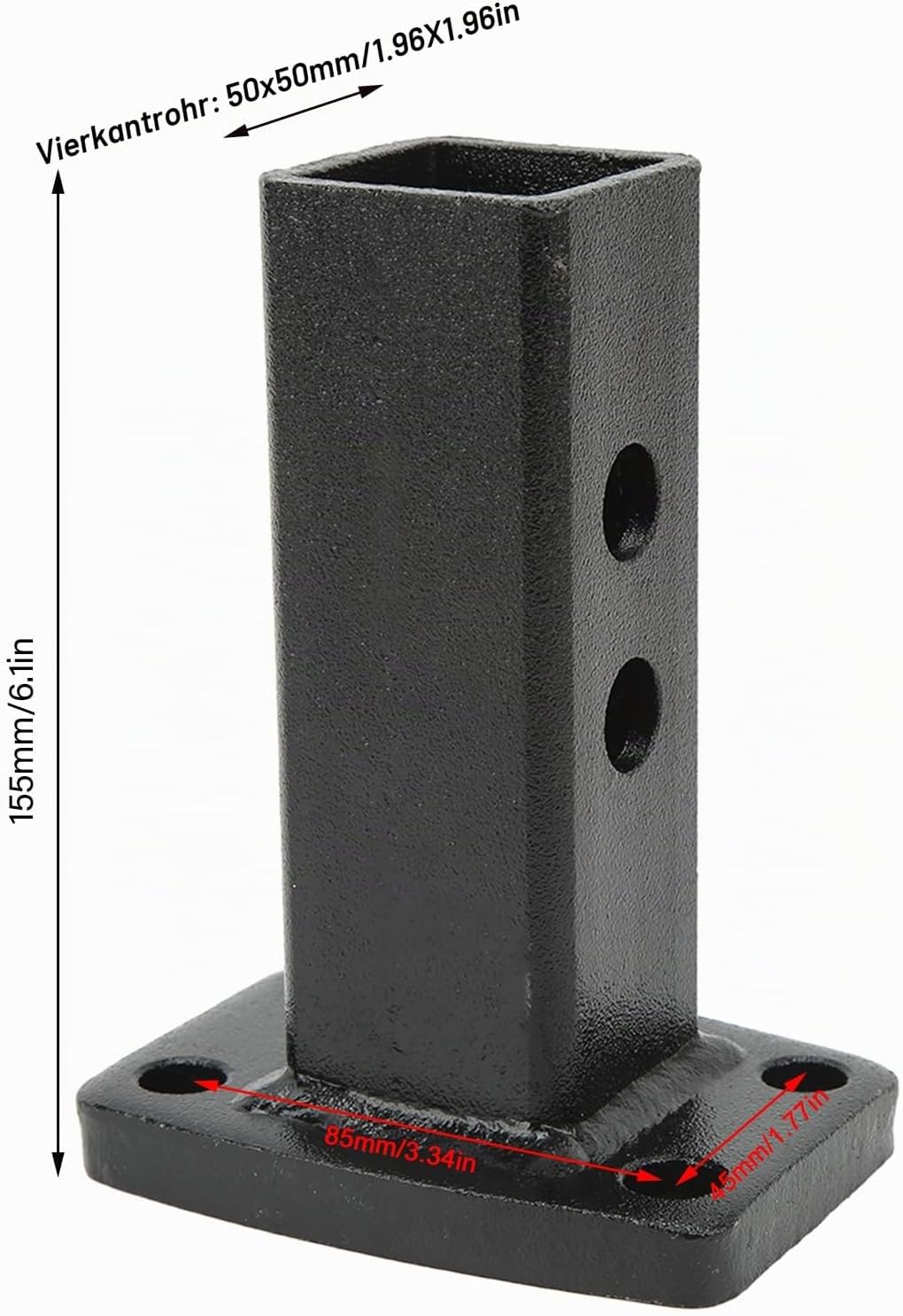 Hitch Receiver Adapter, Bumper Trailer Receiver Tube Rust Proof Strong Strength Sprayed Plastic Surf