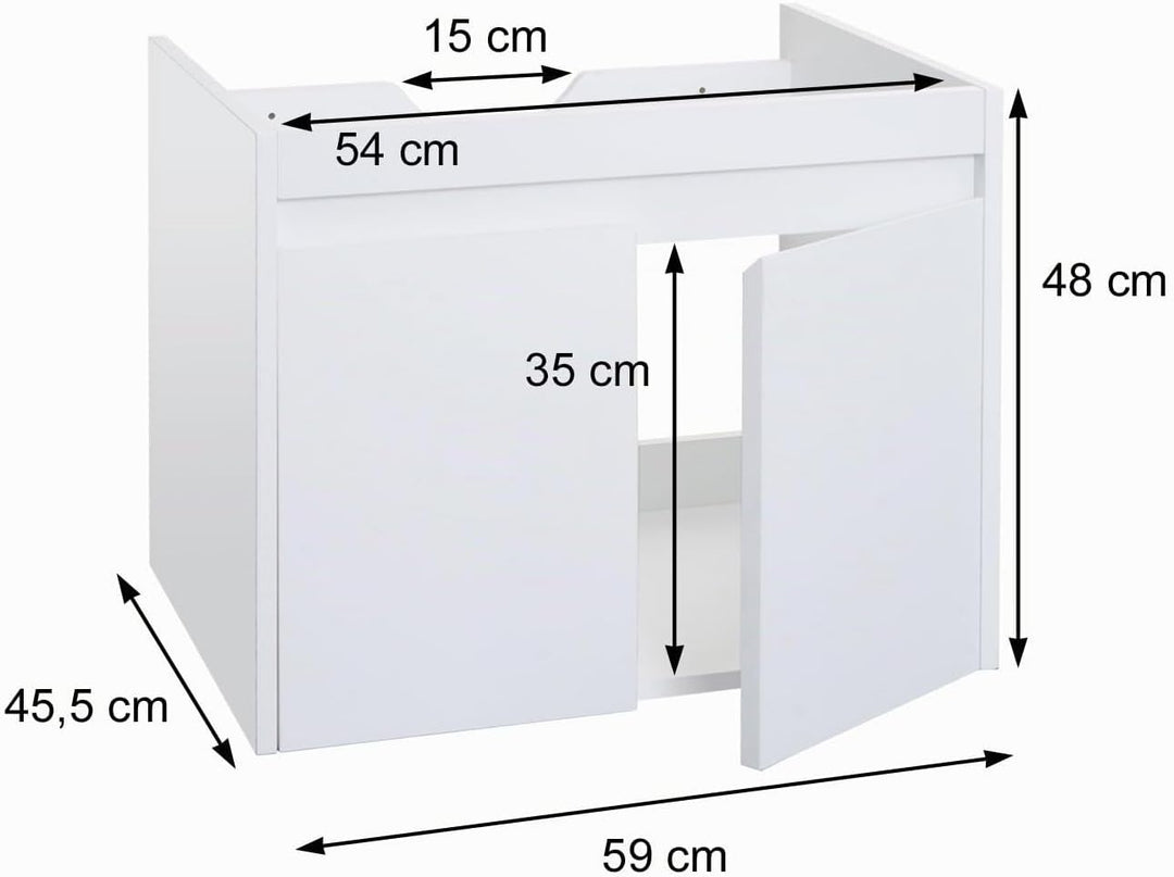 Waschbeckenunterschrank HWC-L86AM, Badezimmer Waschtisch Unterschrank, FSC® Melamin 2 Türen 48x59x46