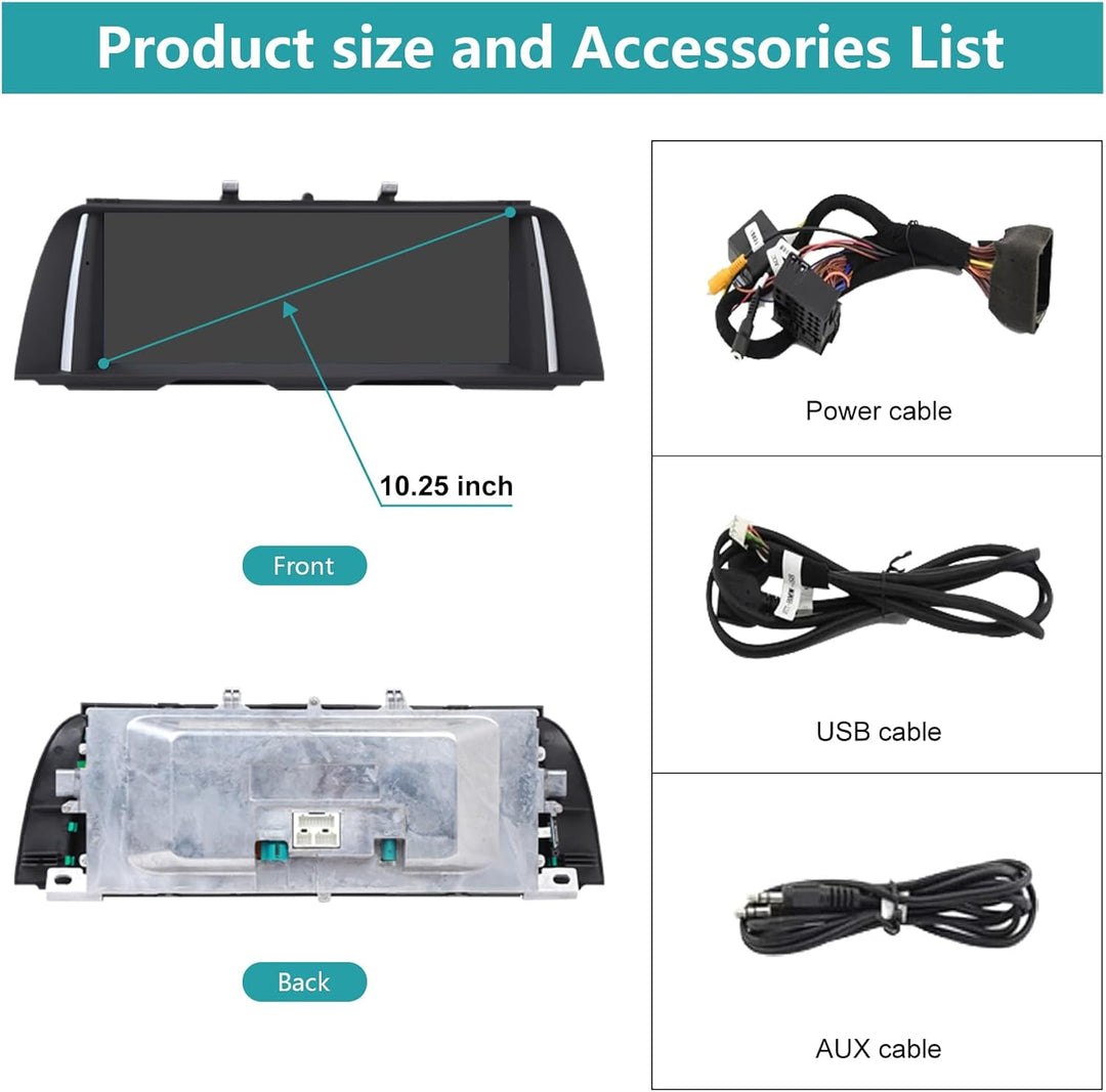 Ninetom 10,25'' Car Radio, Apple CarPlay/Android Auto/Mirrorlink/GPS für 2012-2016 BMW 5 Series F10/