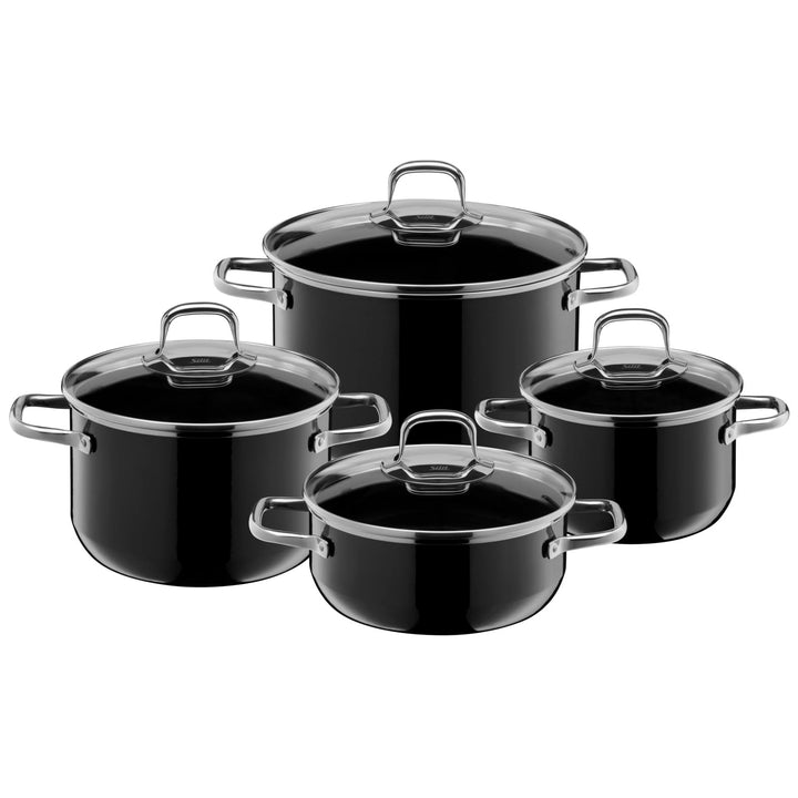 Silit Elegance Line Topfset Induktion 4-teilig, Kochtopf Set mit Glasdeckel, Silargan Funktionskeram