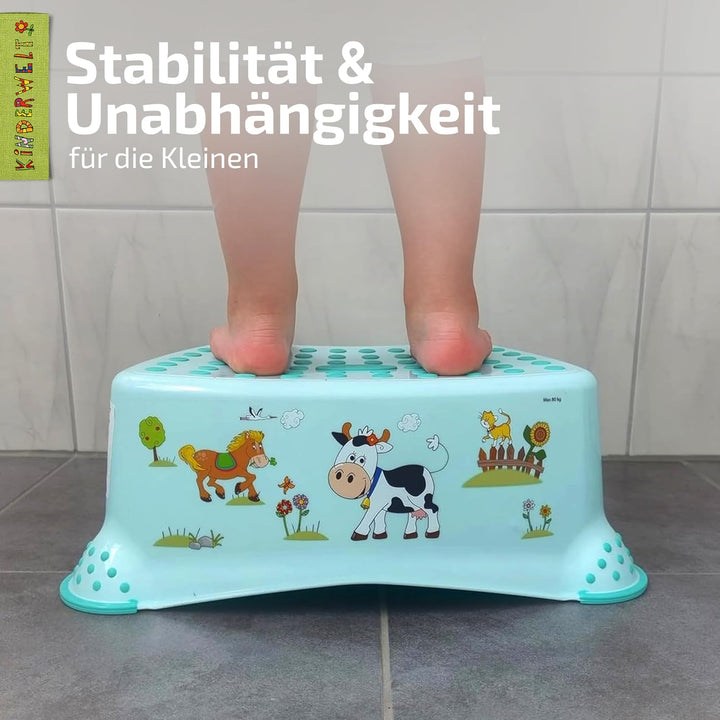 KiNDERWELT Premium zweistufiger Tritthocker für Kinder und Babys, Hippo Design in Grün, Tritthocker