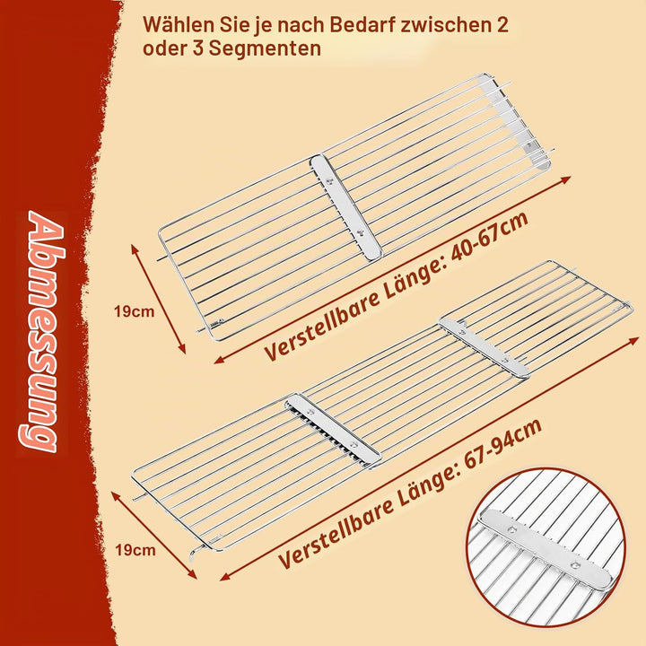 Denmay 40-94cm Universal Edelstahl Warmhalterost für Gas-/Holzpellet-/Grill-/Smoker-Grill, Verstellb