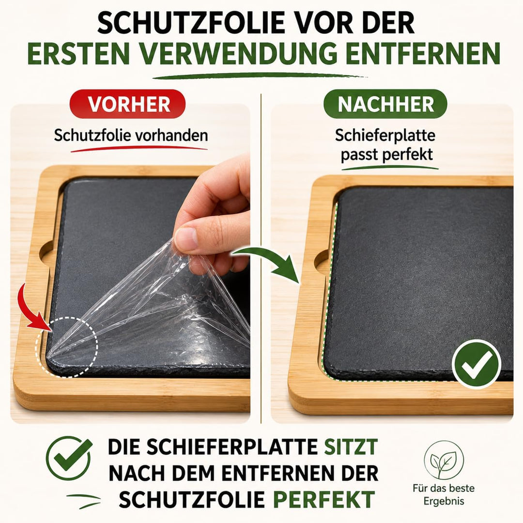 KKalyan Käsebrett Set aus Bambus – Ausziehbar auf 68 cm | Servierbrett mit Schieferplatte, 4 Käsemes
