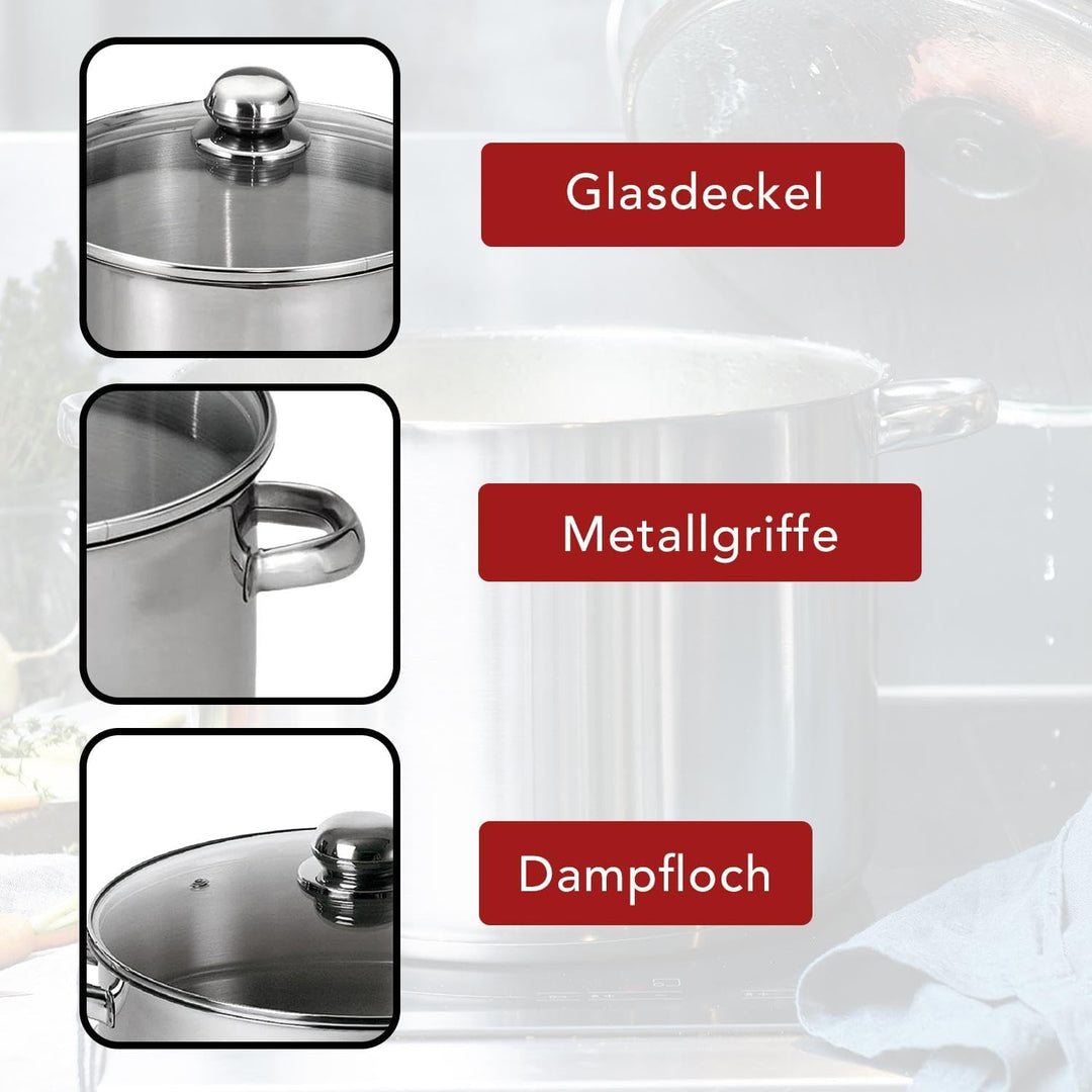 Baumalu 342653 Kochtopf, mit Deckel, 11 l, 26 cm Durchmesser, Aluminium, Silber Diamètre : 26 cm, Di