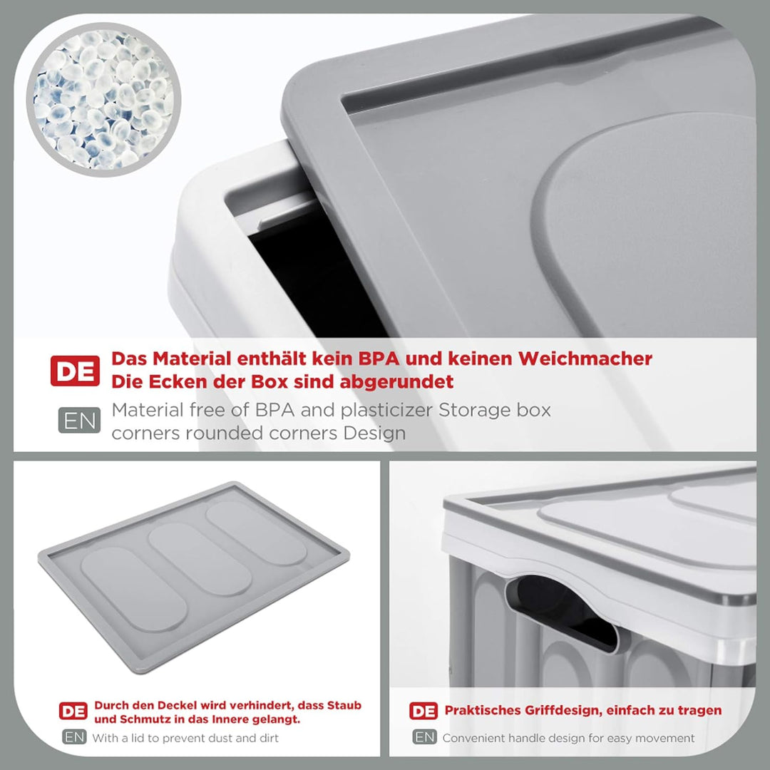 Yorbay 2er-Set 55L Profi klappbox Transportbox Mit Deckel,Faltbarer Aufbewahrungsbox mit Handgriff,S