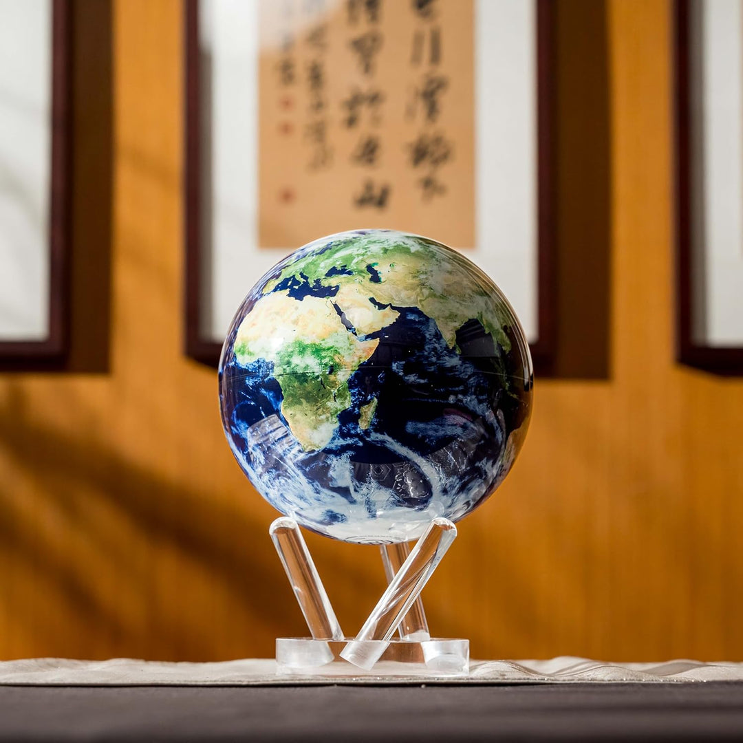 MOVA Globe Outer Space Serie Erde mit Wolke, 11,4 cm mit Sockel, solarbetriebener, rotierender Globu