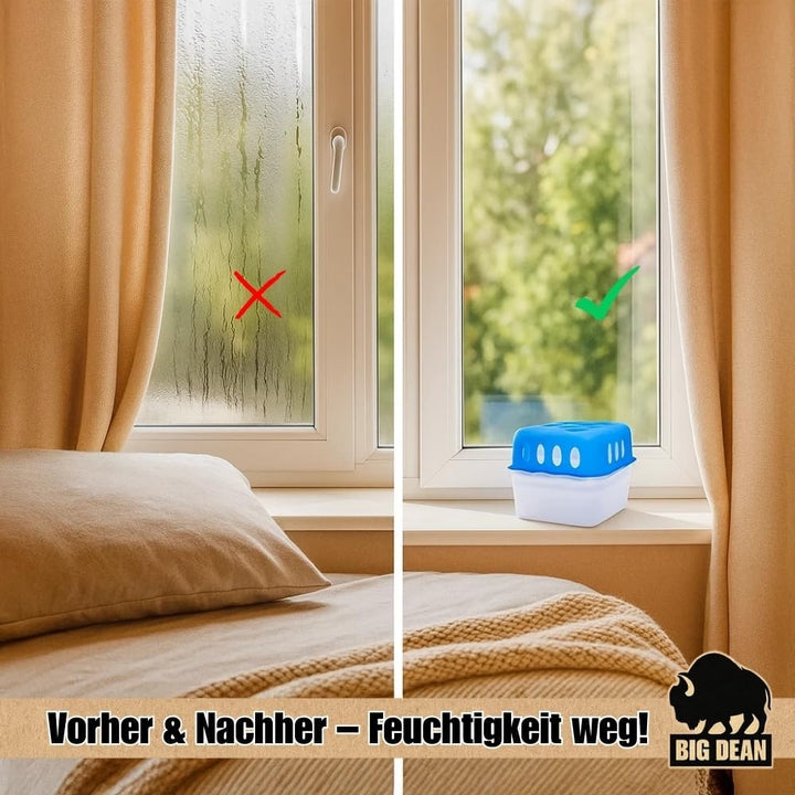 BigDean 4x Luftentfeuchter Feuchtigkeits-Stopper mit 8 x 400g Nachfüll-Beutel Granulat – Feuchtigkei