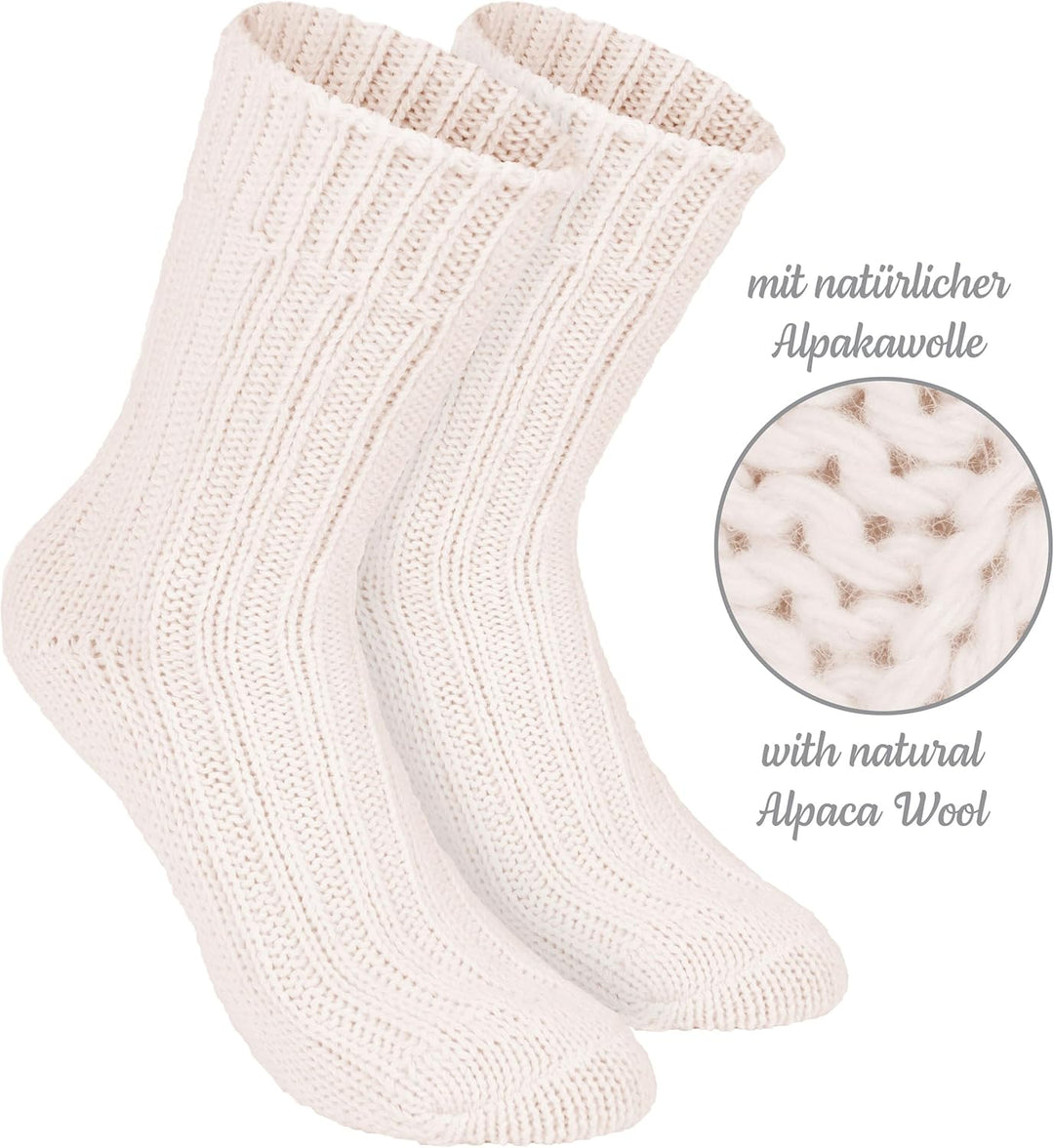 Brubaker 4 Paar Alpaka Socken sehr dick flauschig und warm - reine Alpakawolle 39-42 Blau- und Graut