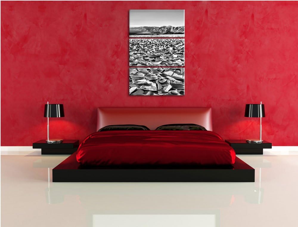 Pixxprint ausgetrockneter Boden als Leinwandbild/Grösse: 3 Teilig (120x80) cm/Wandbild/Kunstdruck/fe