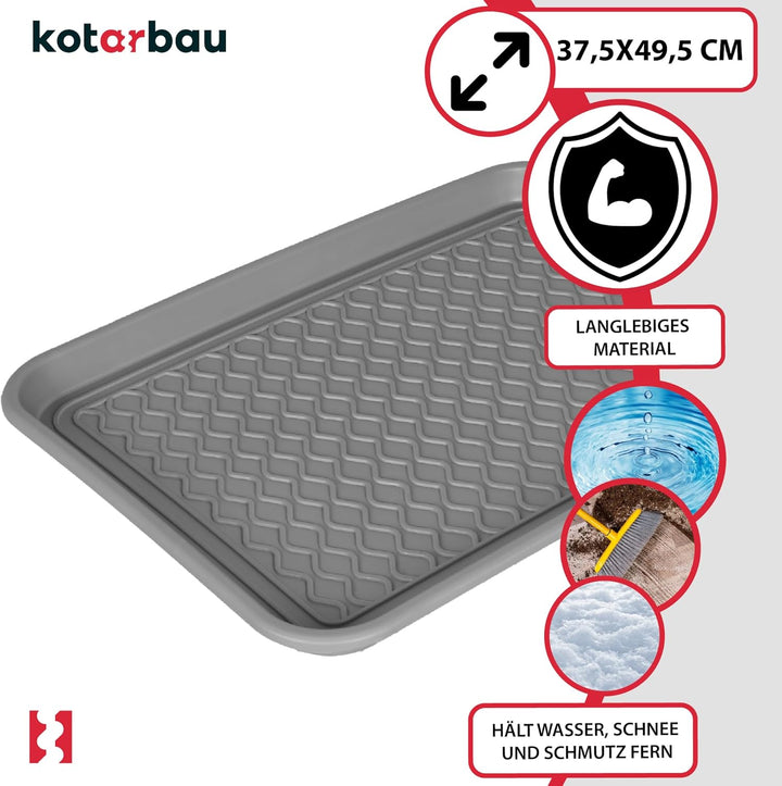 KOTARBAU® 2er Set Schuhabtropfschale 38x50cm Abtropfmatte Schuhe Grau Schuhmatte Abtropfmatte Kunsts