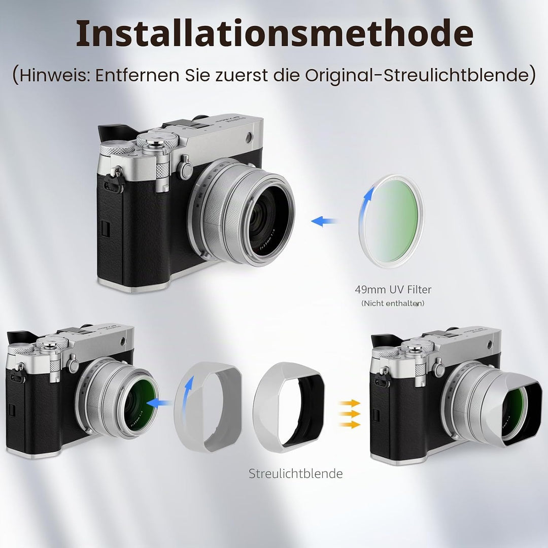 Haoge Gegenlichtblende aus Metall, quadratisch, für Fujifilm GFX100RF Kamerazubehör LH-GFXRF-IIS + C