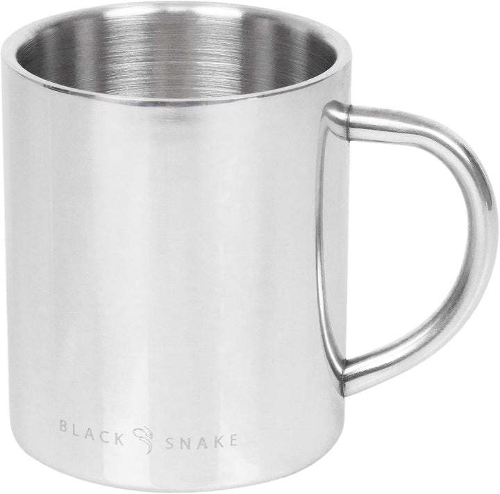 Camping Geschirrset aus Edelstahl - Teller, Tasse & Besteck - robust & wiederverwendbar für Outdoor,