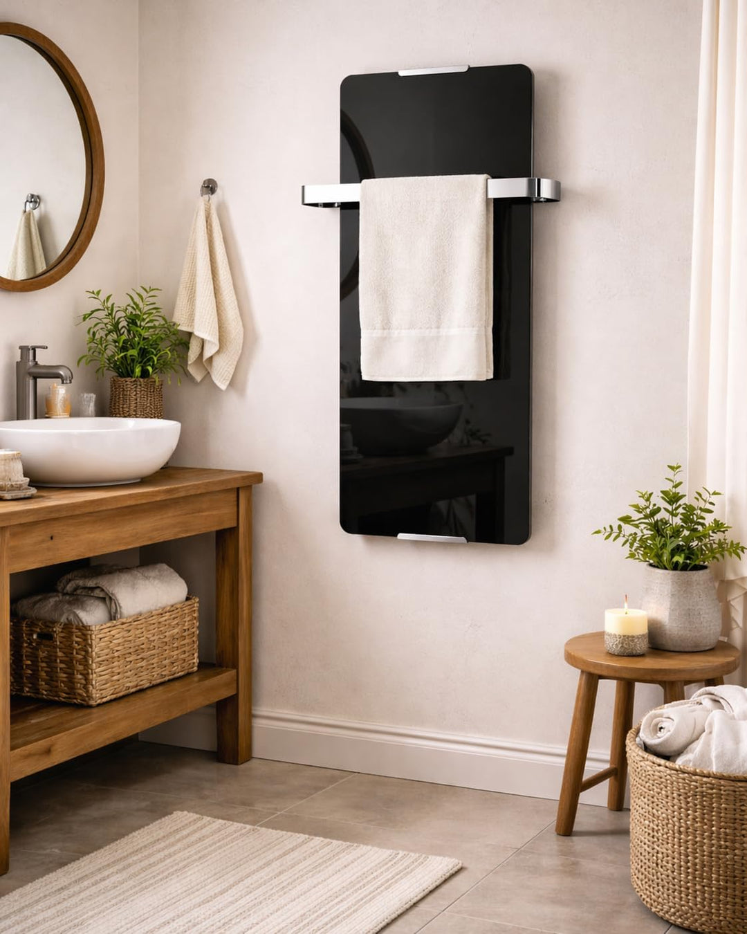 Chemin'Arte 176 Handtuchtrockner, 600 W, Schwarz, 90 x 6 x 46 cm