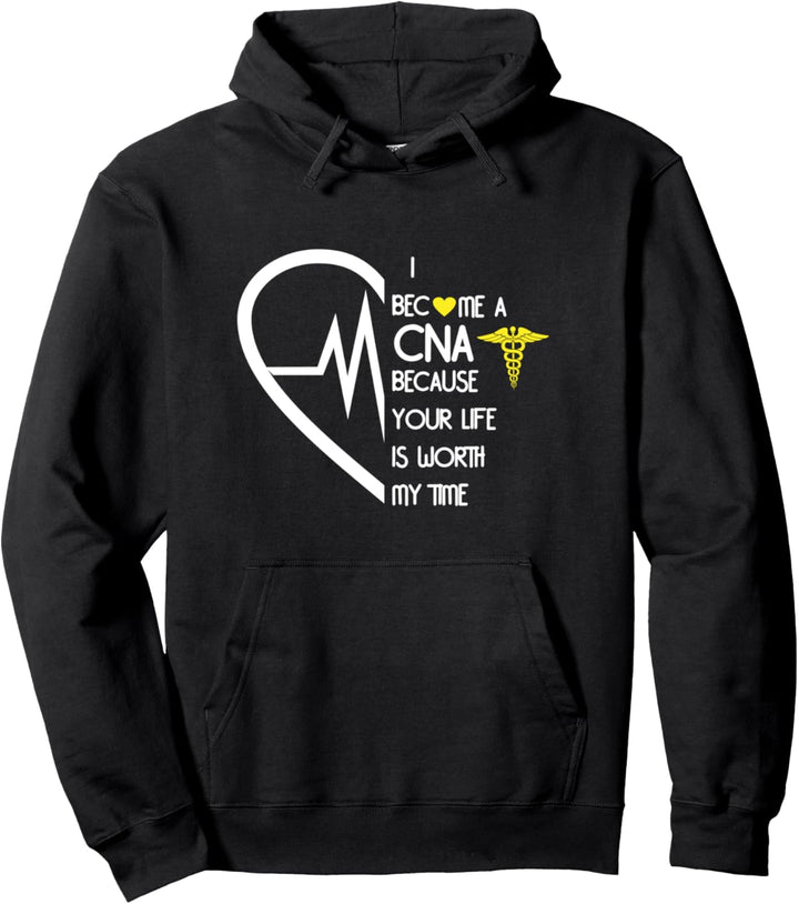 Herz Puls CNA Nurse Krankenschwester Leben Zeit Geschenk Pullover Hoodie