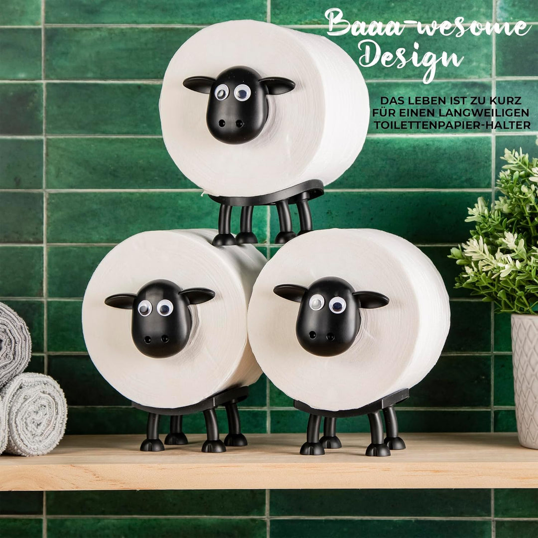 VELENTI Toilettenpapierhalter mit Schaf, lustiger Toilettenpapierhalter, freistehend, Badezimmer-Set