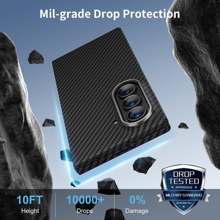 memumi 𝗨𝗽𝗴𝗿𝗮𝗱𝗲𝗱 Carbon Hülle für Galaxy Z Fold 7, [mit Schutzfolie auf der Vorderseite] 0,5 mm Super