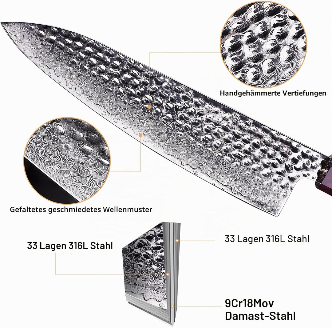 FINDKING Eternity Series Japanisches Kochmesser mit ABS Scheide, Professionelles Küchenmesser, 9Cr18