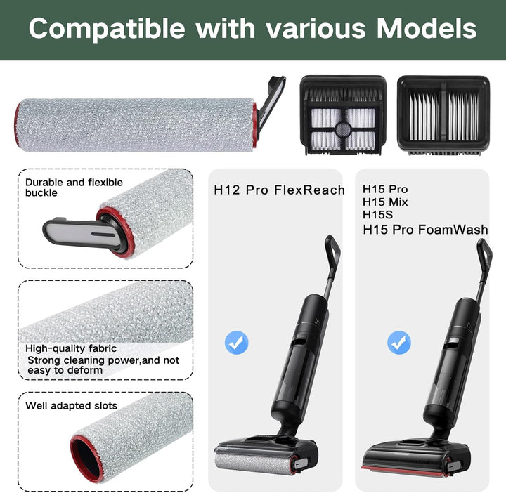 H12 Pro Zubehör für Dreame H12 Pro, H12 Dual Nass- und Trockensauger Ersatzteile, 2 Bürstenrolle + 2