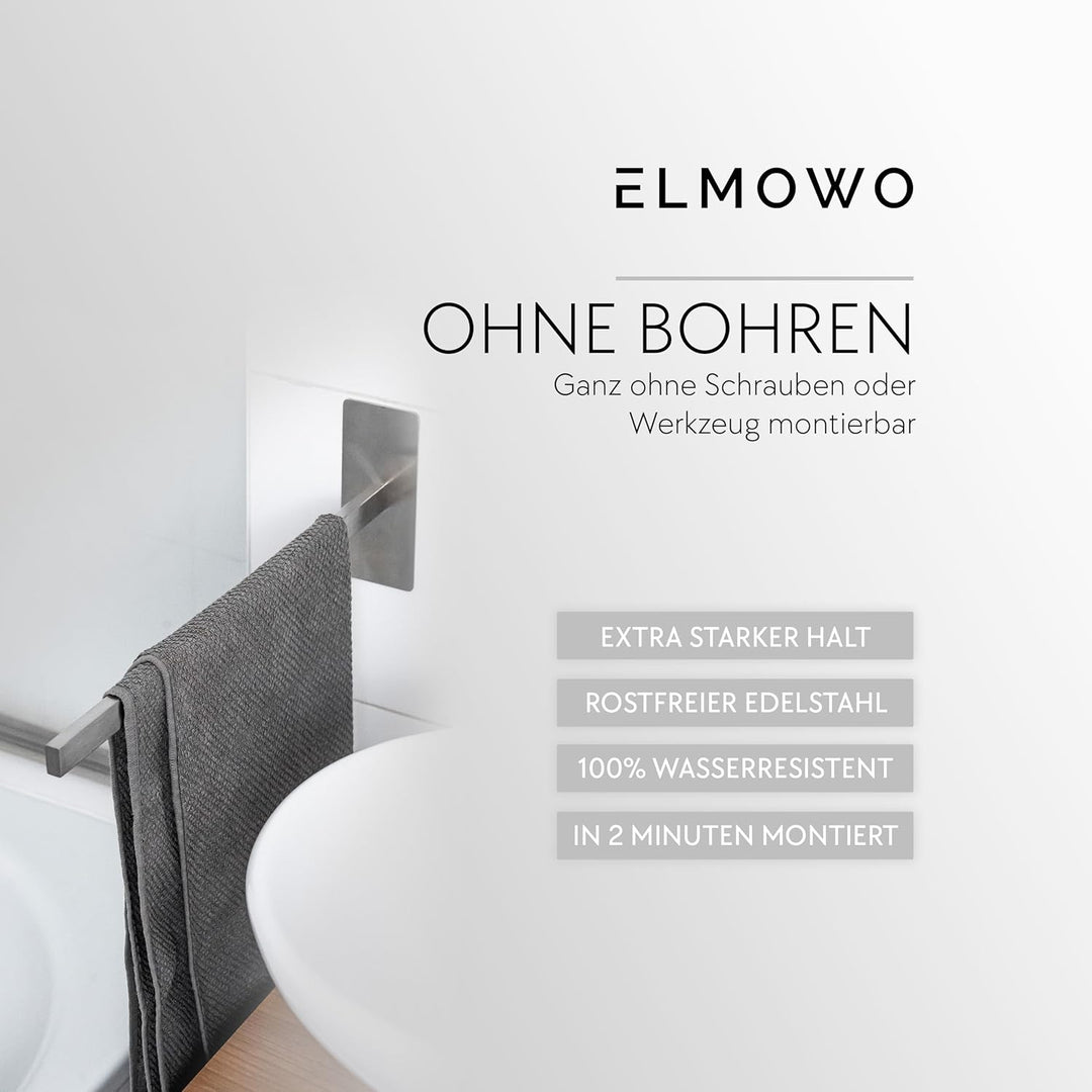 Premium Edelstahl Handtuchhalter ohne Bohren selbstklebend inkl. Spezialkleber (extrem sicherer Halt