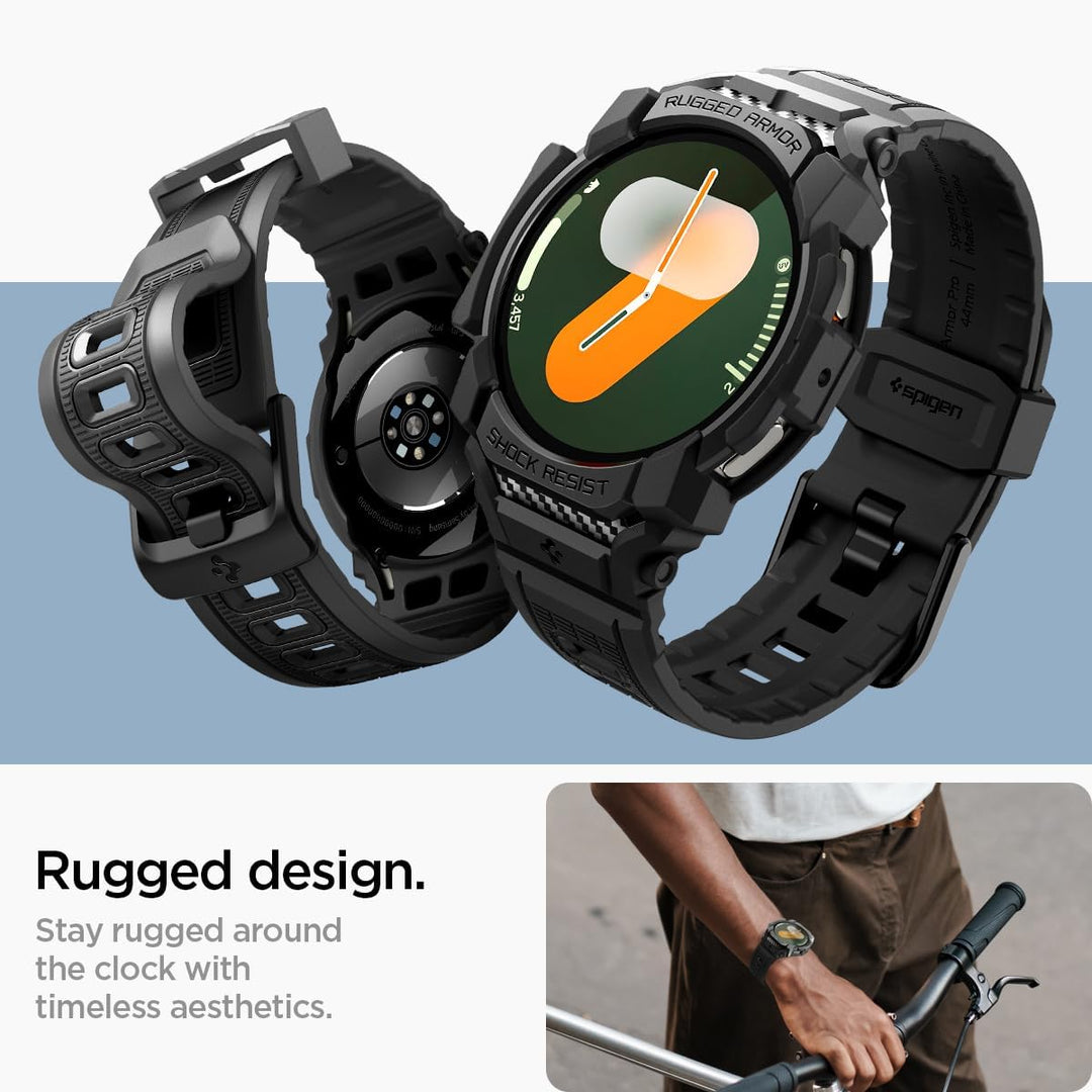 Spigen Rugged Armor Pro Hülle mit Armband Kompatibel mit Samsung Galaxy Watch 7 40mm (2024) - Matt S