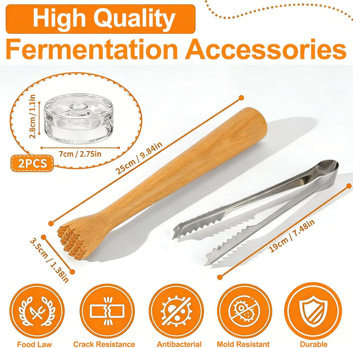 Fermentieren Set, Transparent Glasgewichte, Feramentiergläser mit Gärventil und Gewicht, 4 Stück Fer